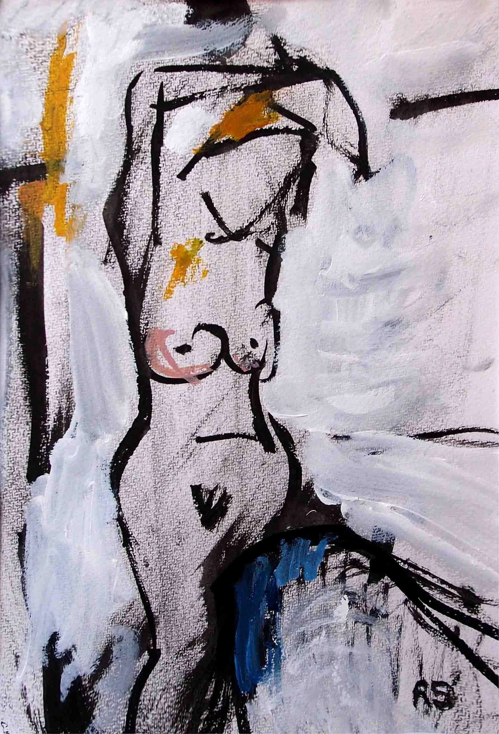 In the Bath. Ink and acrylics on paper, 20 x 29 cm. SOLD