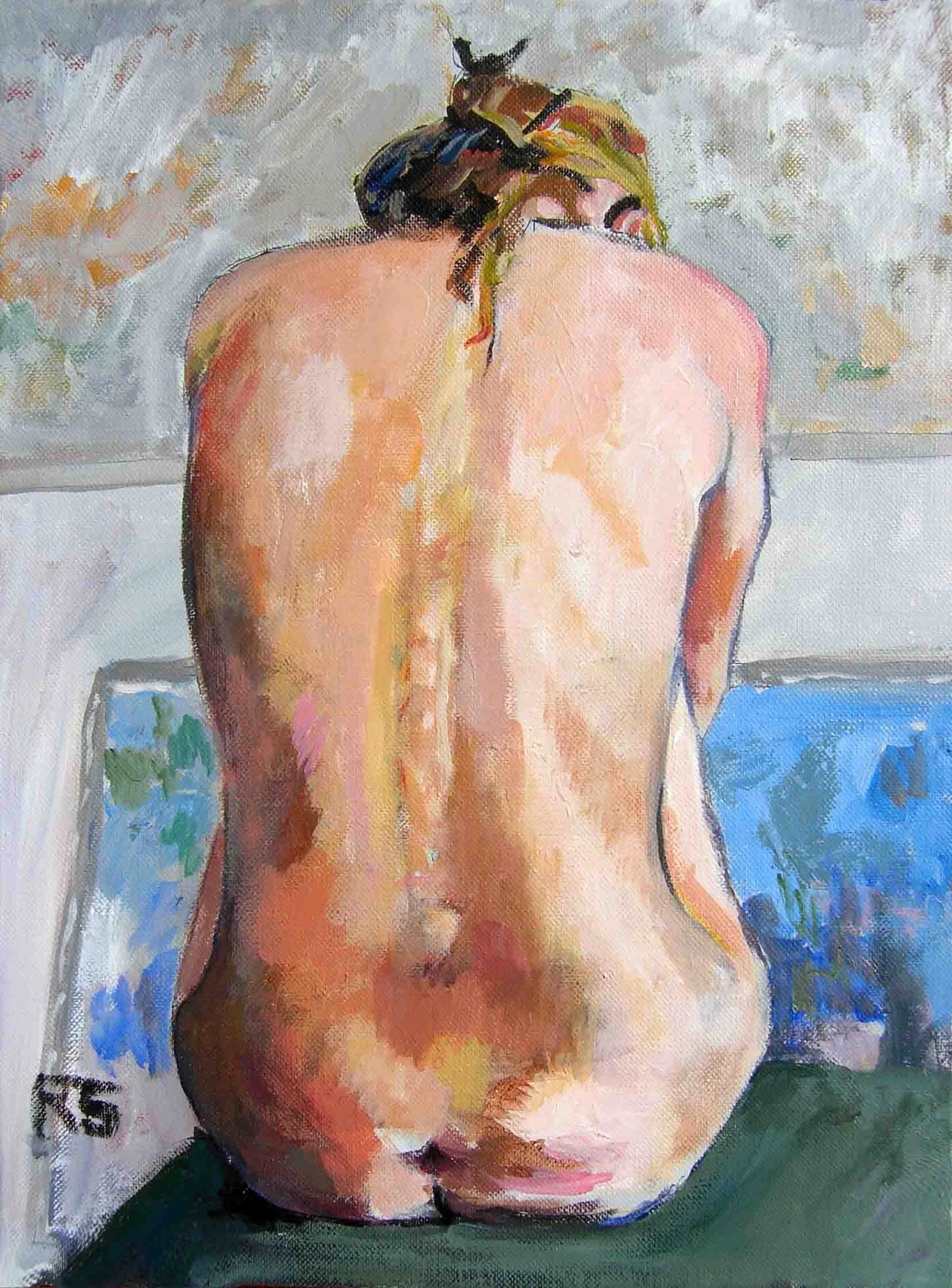 Seated Nude. Acrylics on canvas, 40 x 30 cm. SOLD