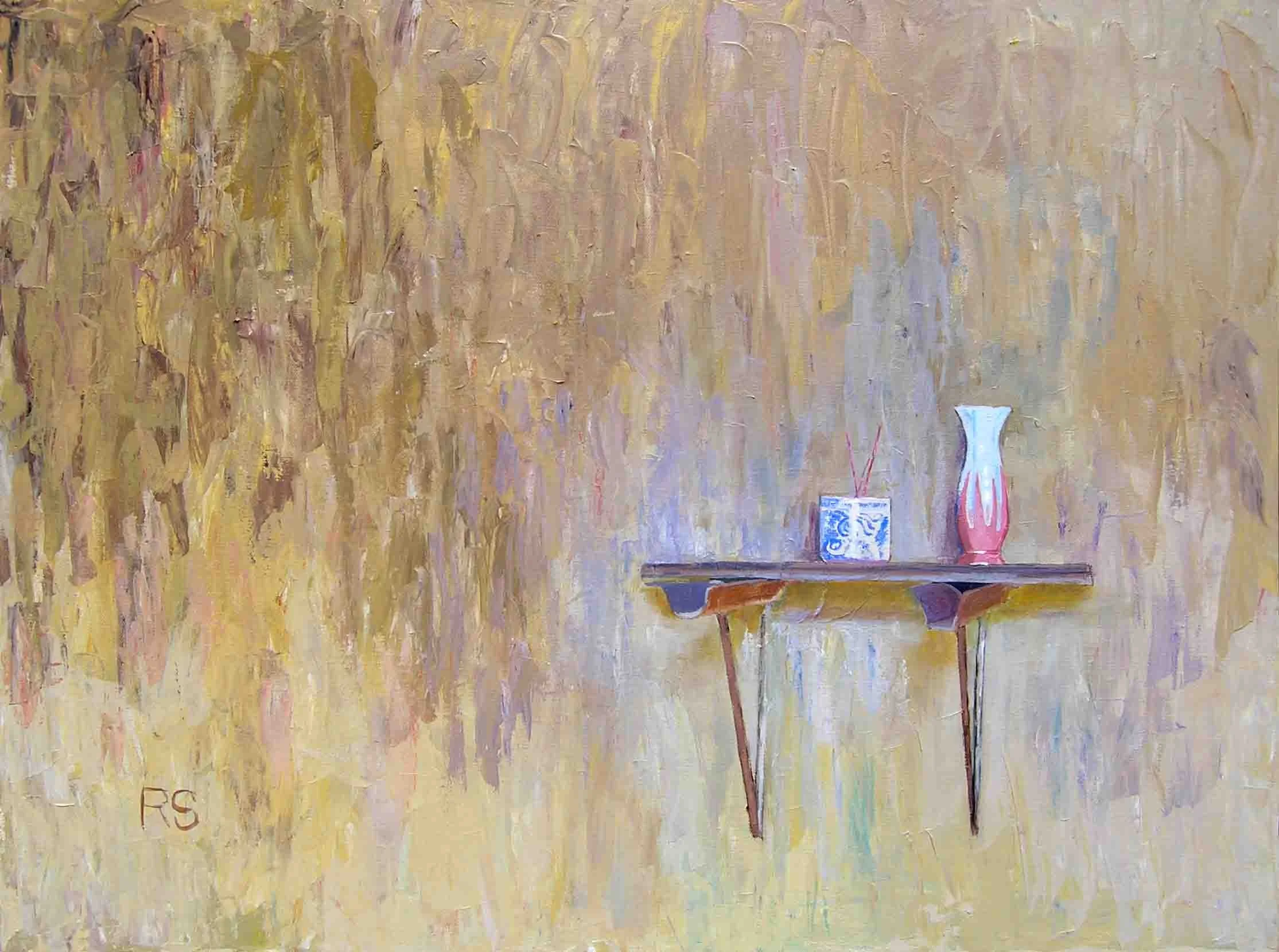 Vase and Incense. Acrylics on canvas, 70 x 90 cm. SOLD