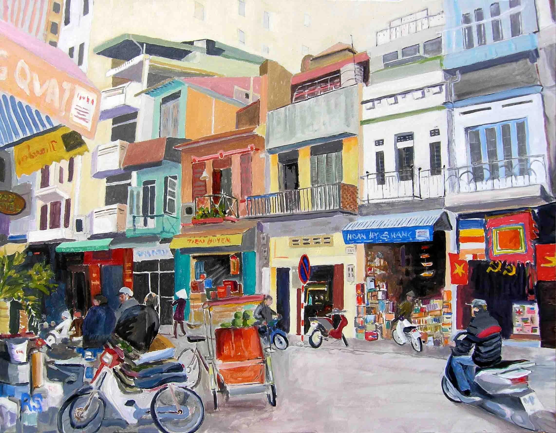 Busy Hanoi. Acrylics on canvas, 80 x 100 cm. SOLD