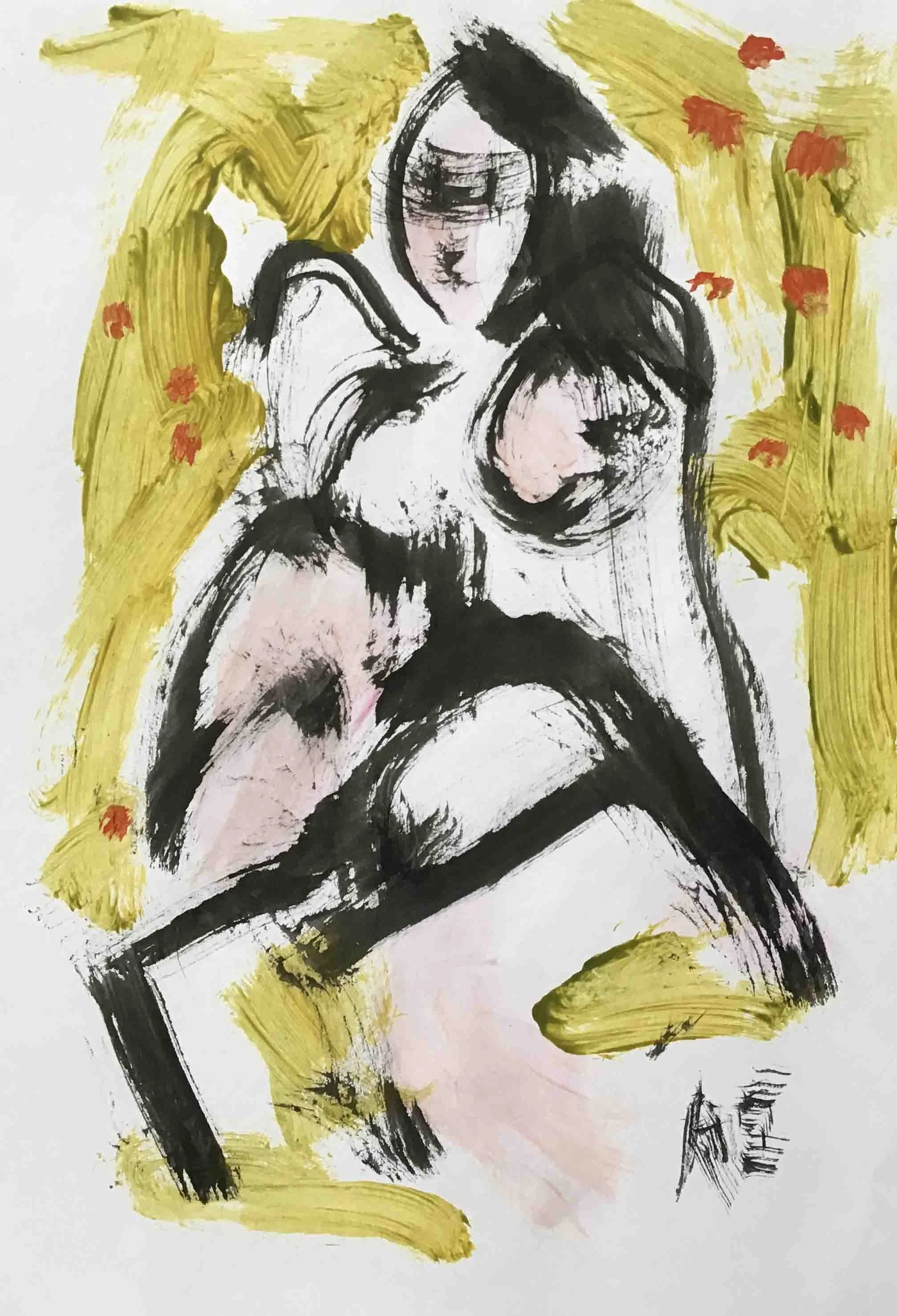 Garden of Joy. Acrylic and Indian Ink on paper, 29 x 20 cms. SOLD