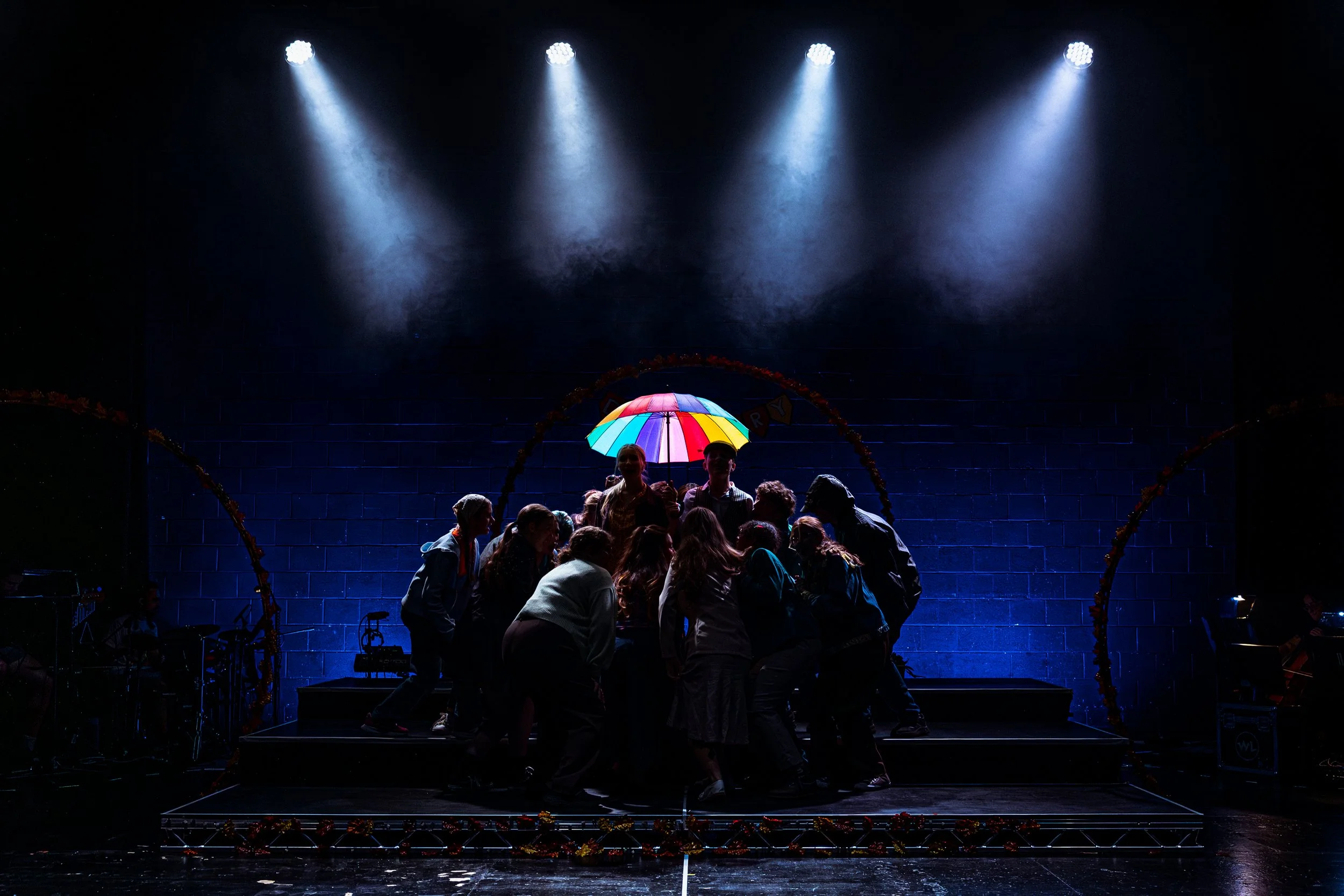 Cast performing in Theo in Between at Leeds Carriageworks Theatre, photo by Cian O'Ráin