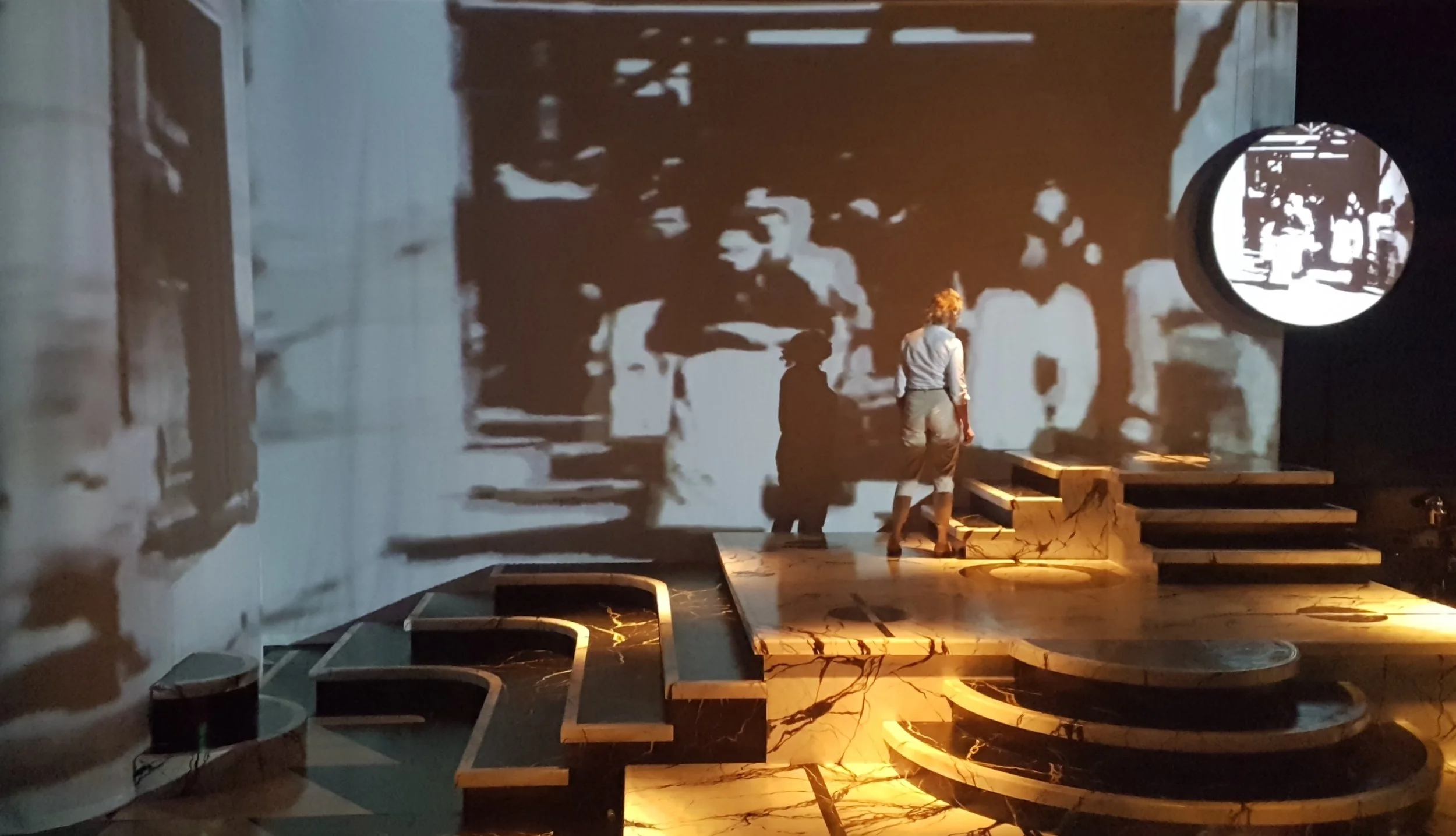 Stage scene from Reel Woman, Guildhall School of Music and Drama Opera Makers production, 2018