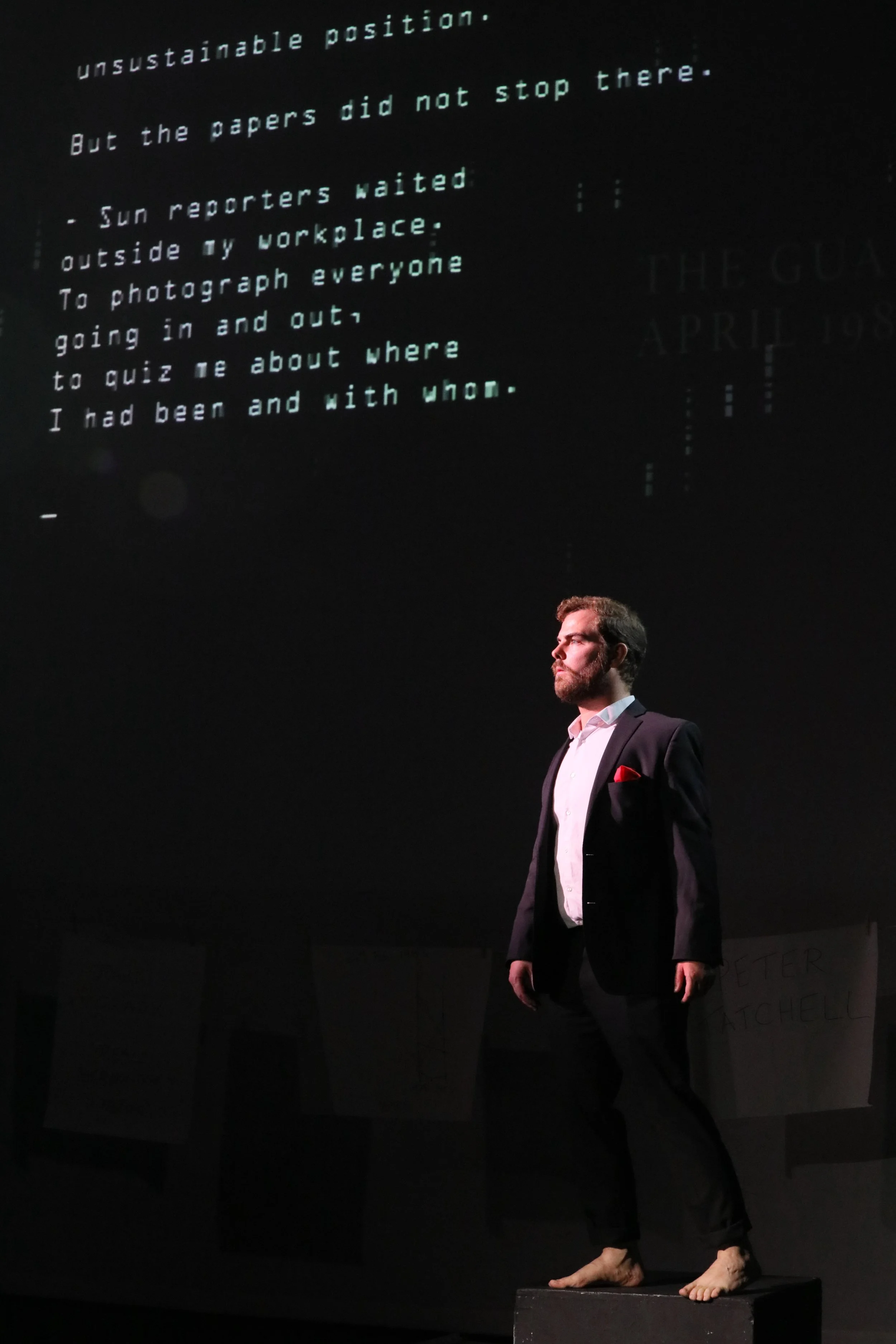 Performance photograph of Bermondsey, 1983, performed by Forensis Music Theatre at Tête à Tête: The Opera Festival, 2023