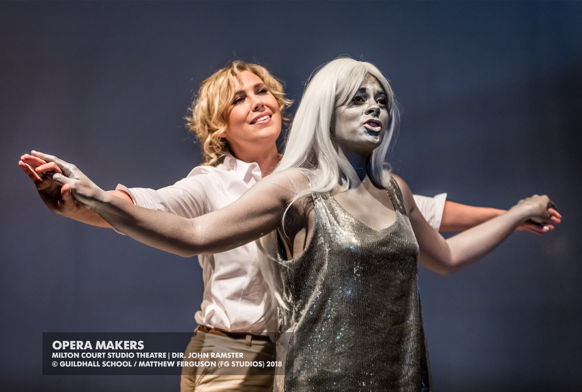 Production photograph of Reel Woman at Milton Court Studio Theatre, Guildhall School of Music and Drama, 2018