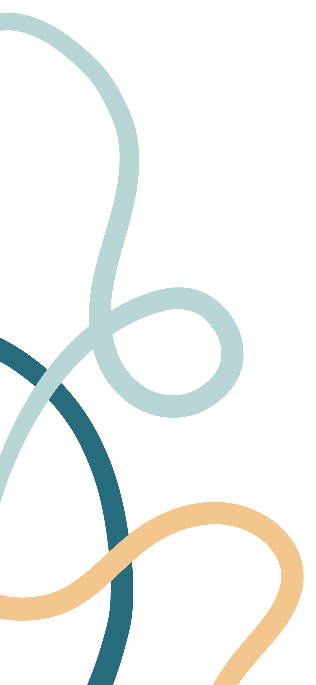 Abstract design featuring intertwined, looping lines in blue, beige, and teal on a black background.