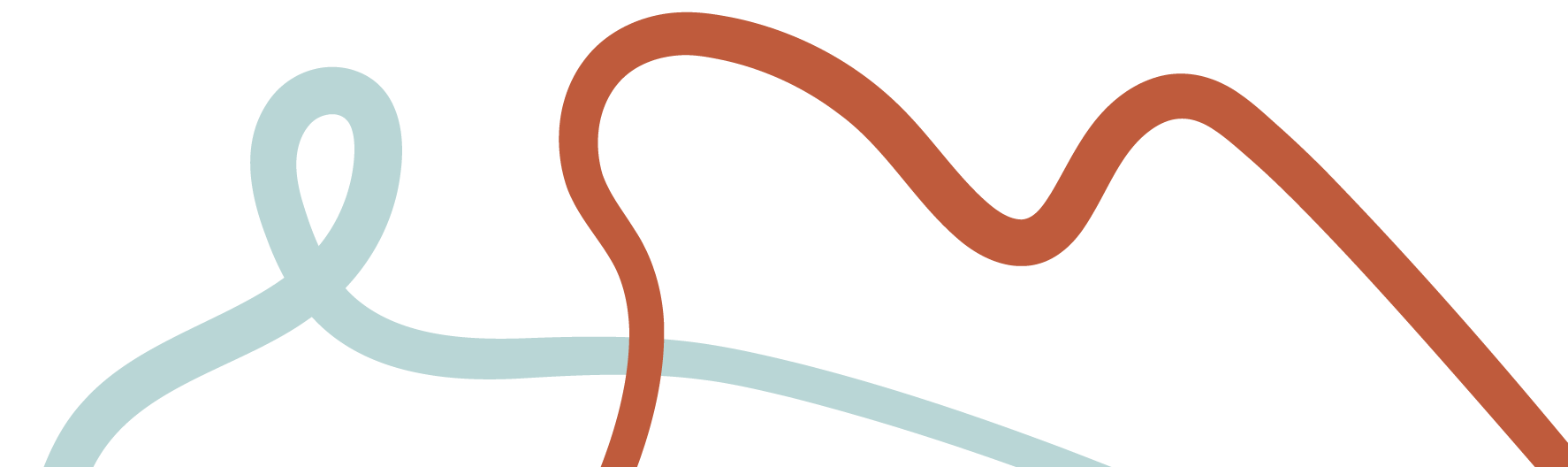 Abstract line art with smooth, wavy lines in light blue and brown colors.