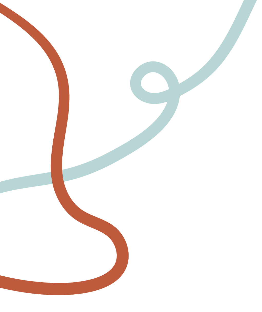 Abstract line drawing with black background, featuring light blue and brown curved lines.