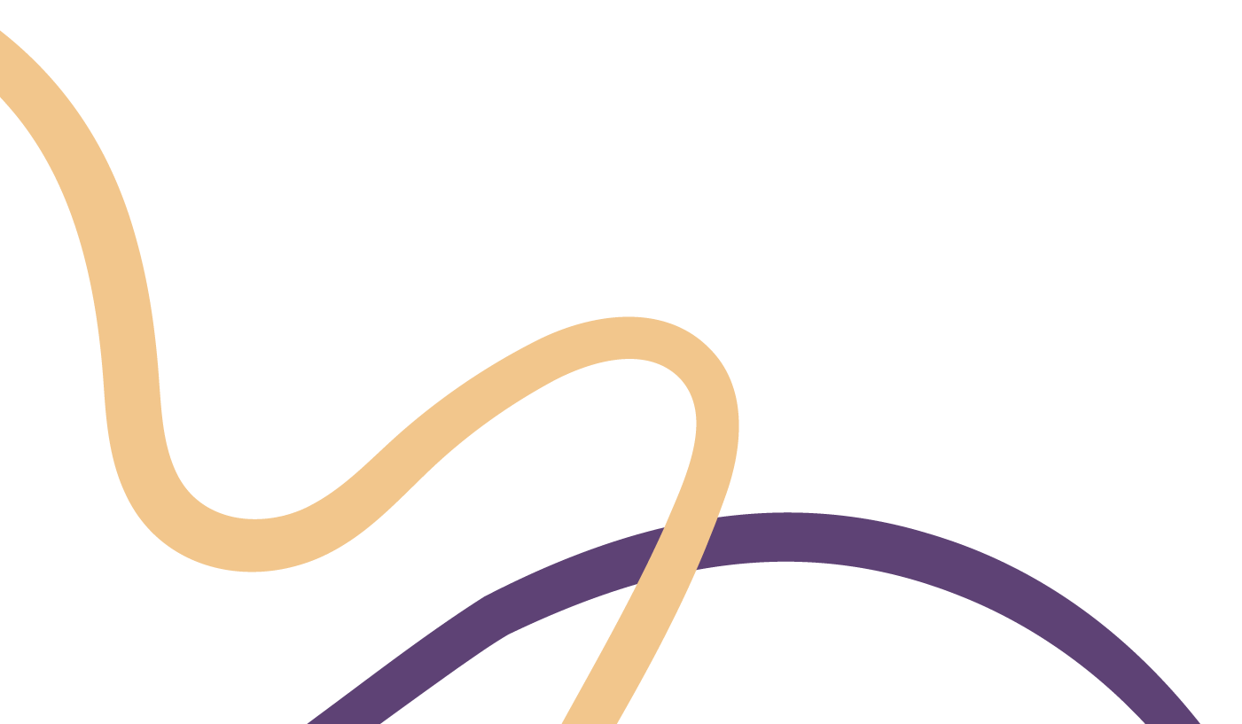 Abstract digital art with black background, featuring curved lines in beige and purple colors.