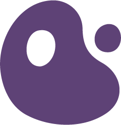 Abstract purple shape with two circular protrusions on a black background.
