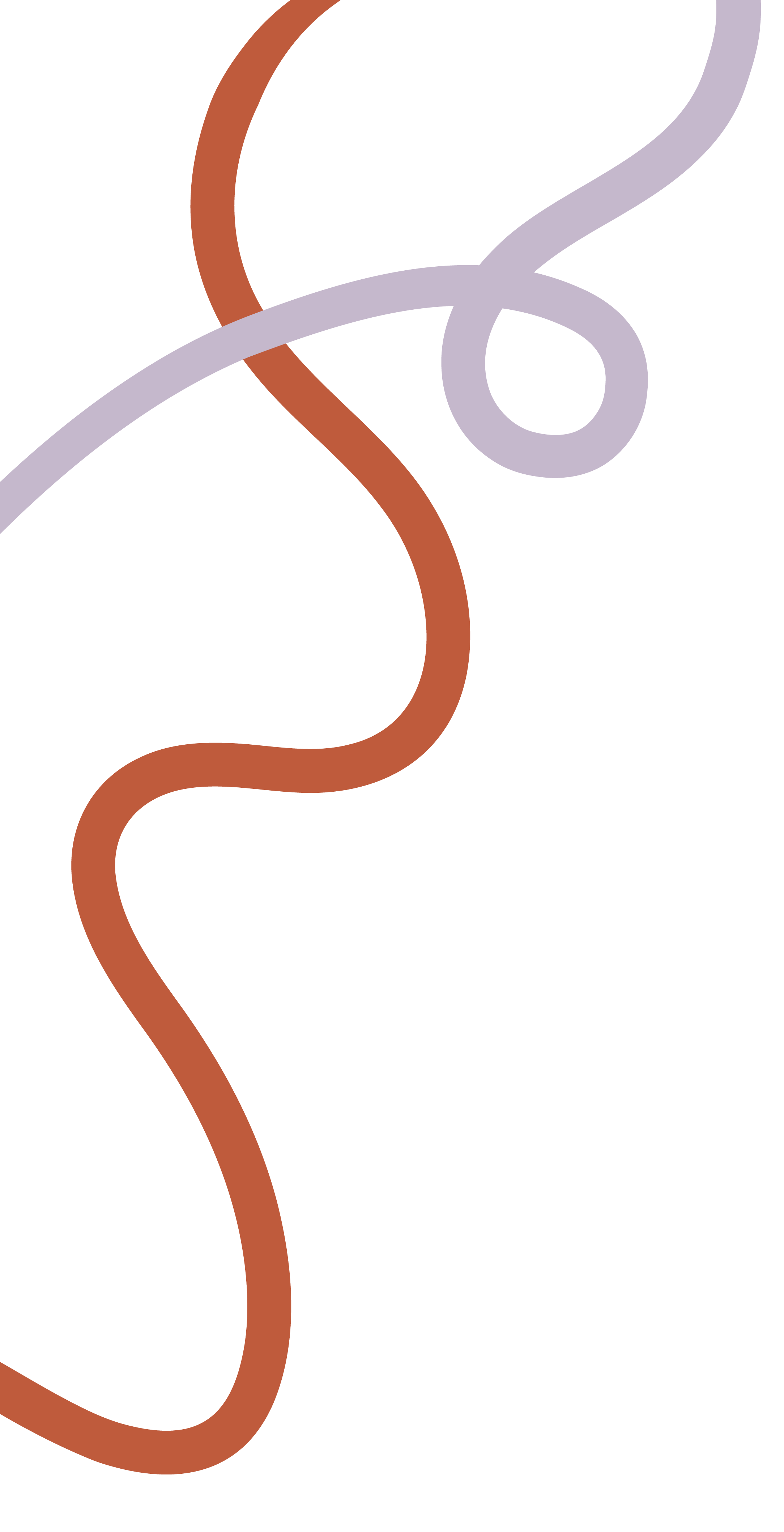 Abstract digital art with intertwining curved lines in brown and purple on a black background.