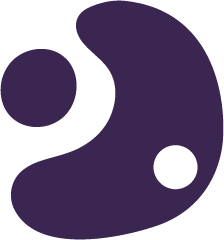 Abstract yin-yang symbol with dark purple and black shapes