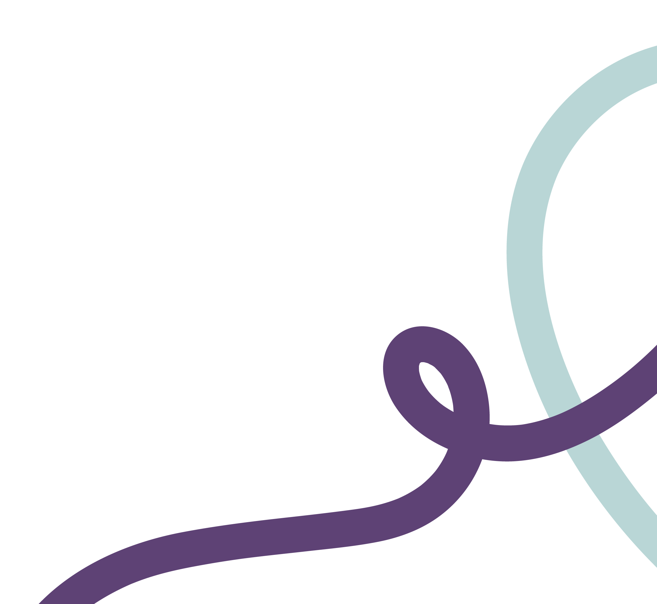 Abstract image with black background and intertwined light blue and purple loops.