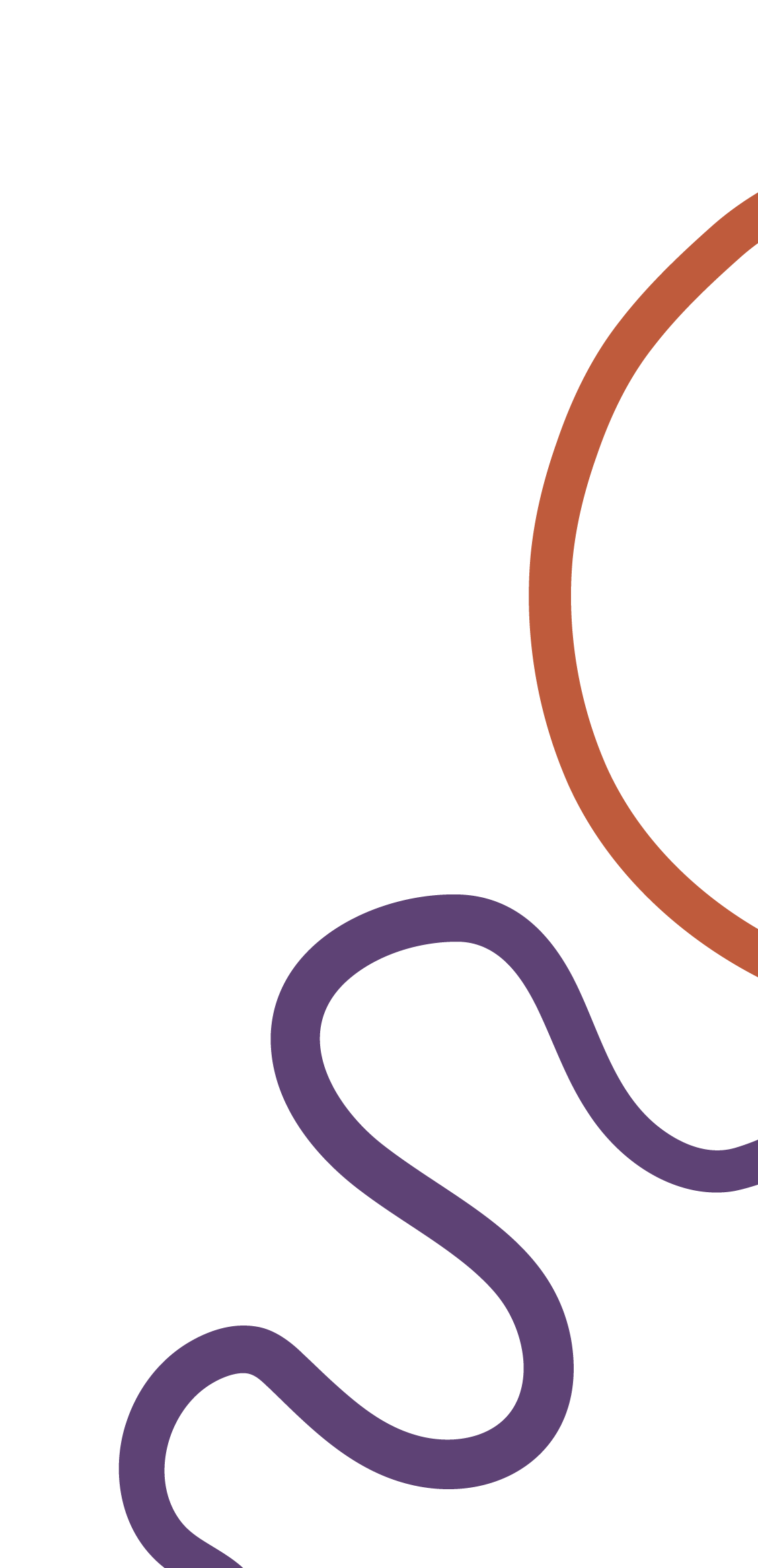 Close-up of abstract curly lines in brown and purple on a black background.
