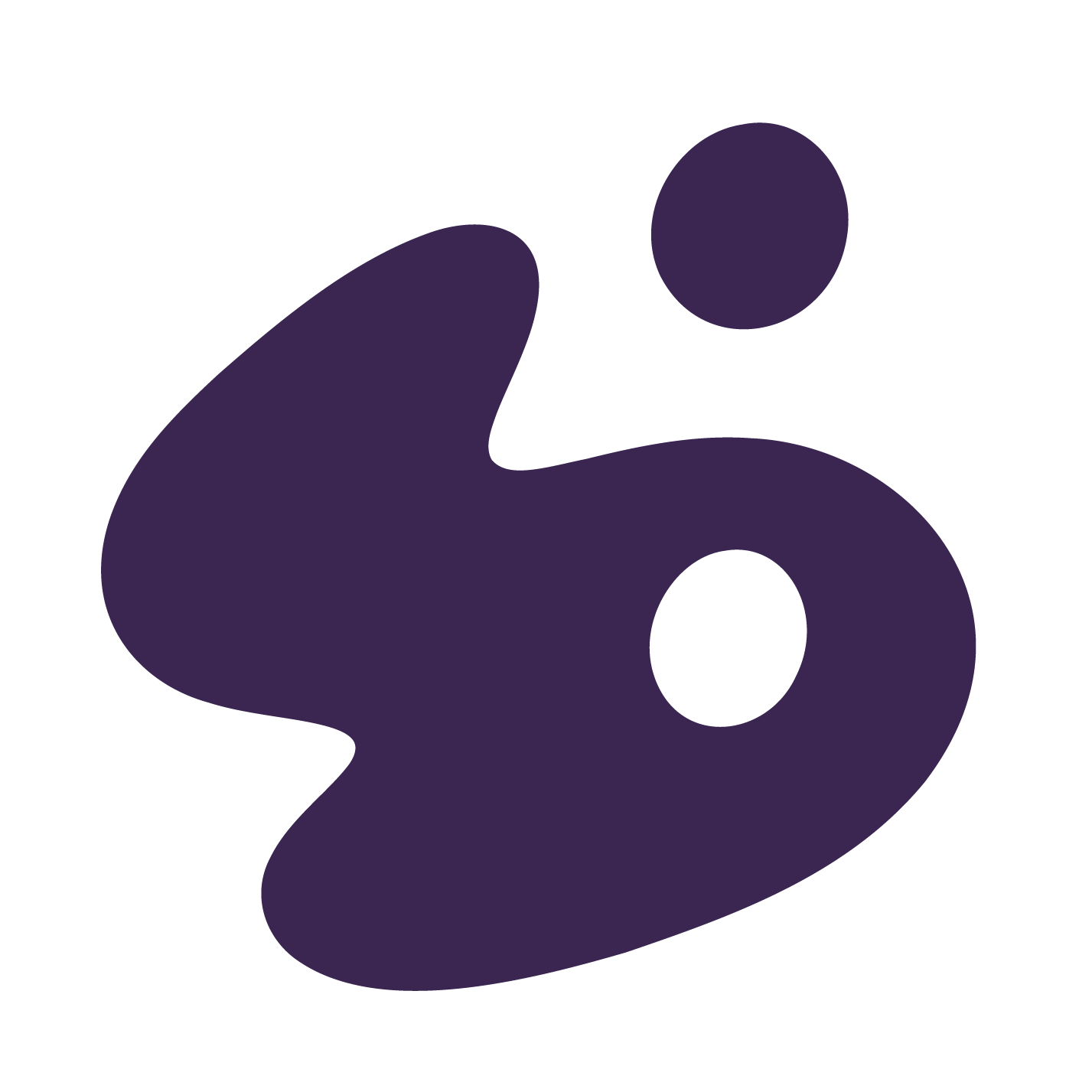 A stylized number six logo in dark purple with a small circle above it, set against a black background.