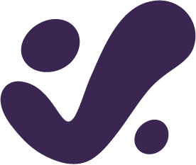 Abstract purple checkmark and dots on a black background