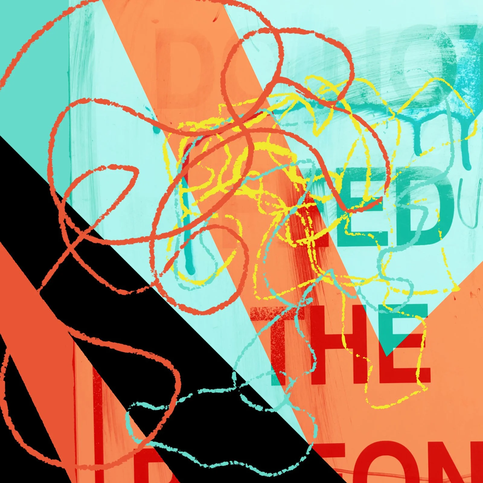 A collage featuring the words "Do not feed the pigeons."