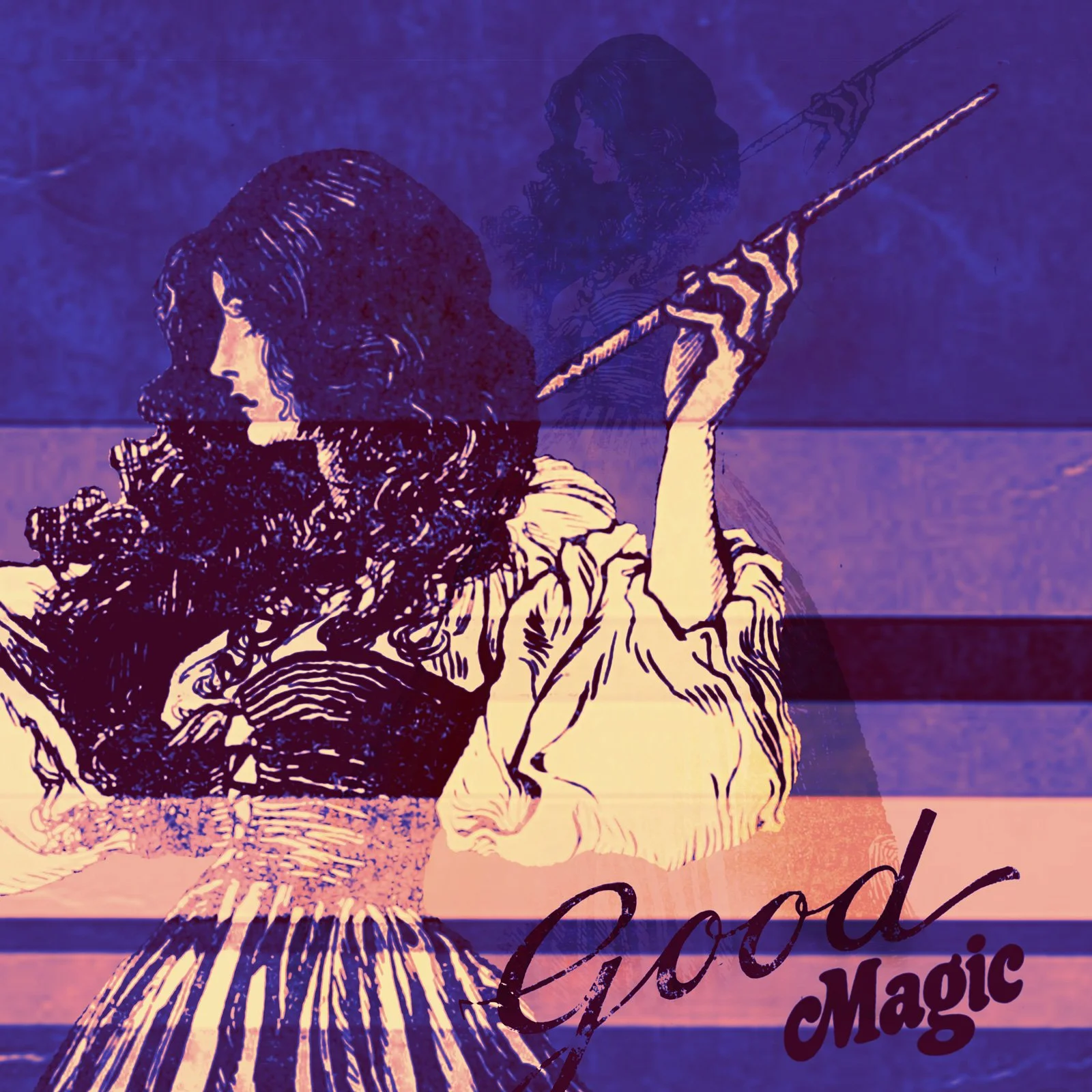 A collage featuring an illustration of a witch and the words "Good magic."