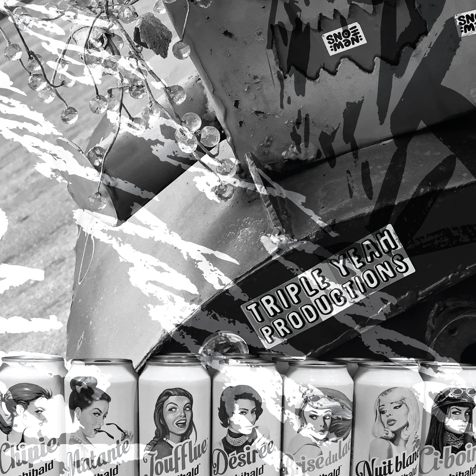 A collage featuring beet can packaging and graffiti.