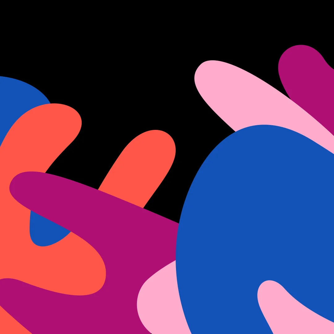 A collage of abstract shapes from the "Classical Pilates with Caitlin" brand elements.