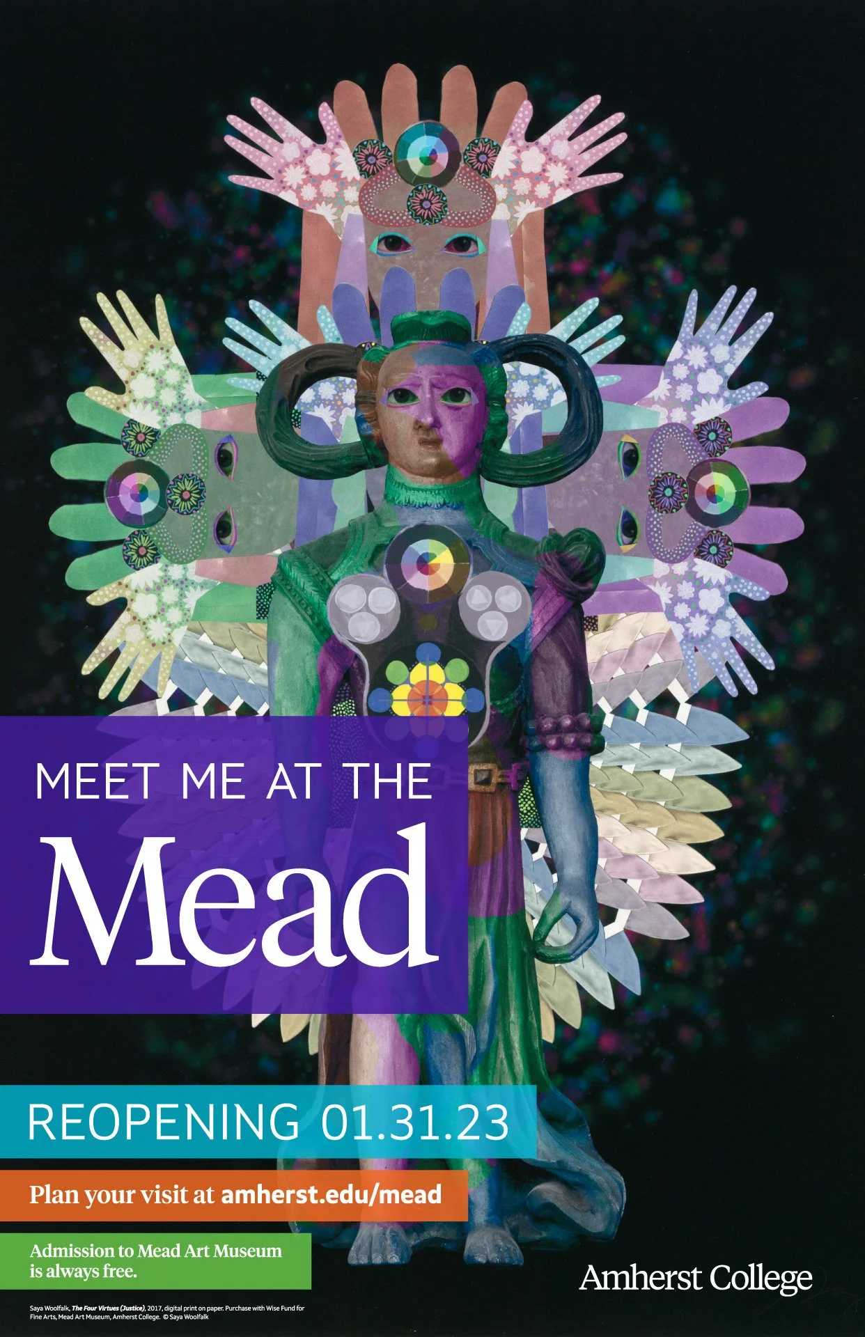A poster featuring Indigenous American artwork with text overlaid that reads "Meet me at the Mead."