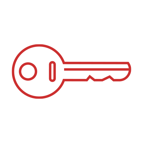 Minimalist red outline of a key.