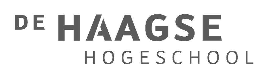 Logo van De Haagse Hogeschool met donkere tekst op een witte achtergrond.