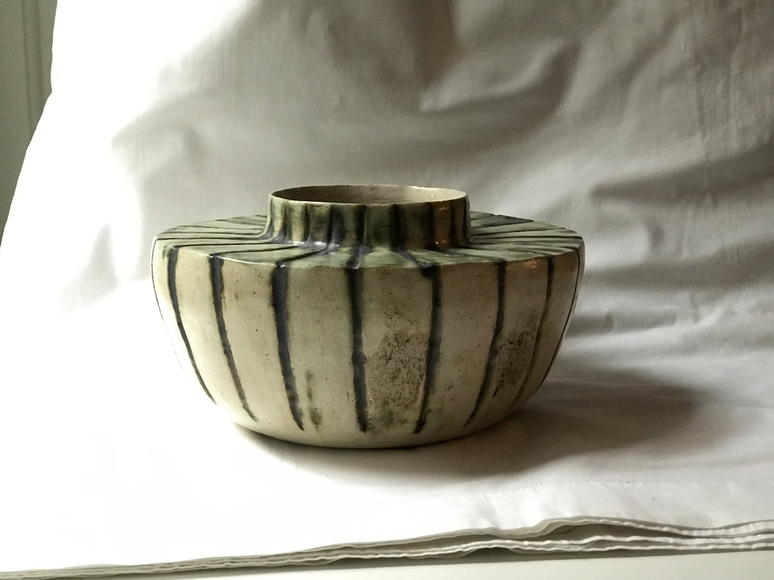 Vase With Grooves in Nickel