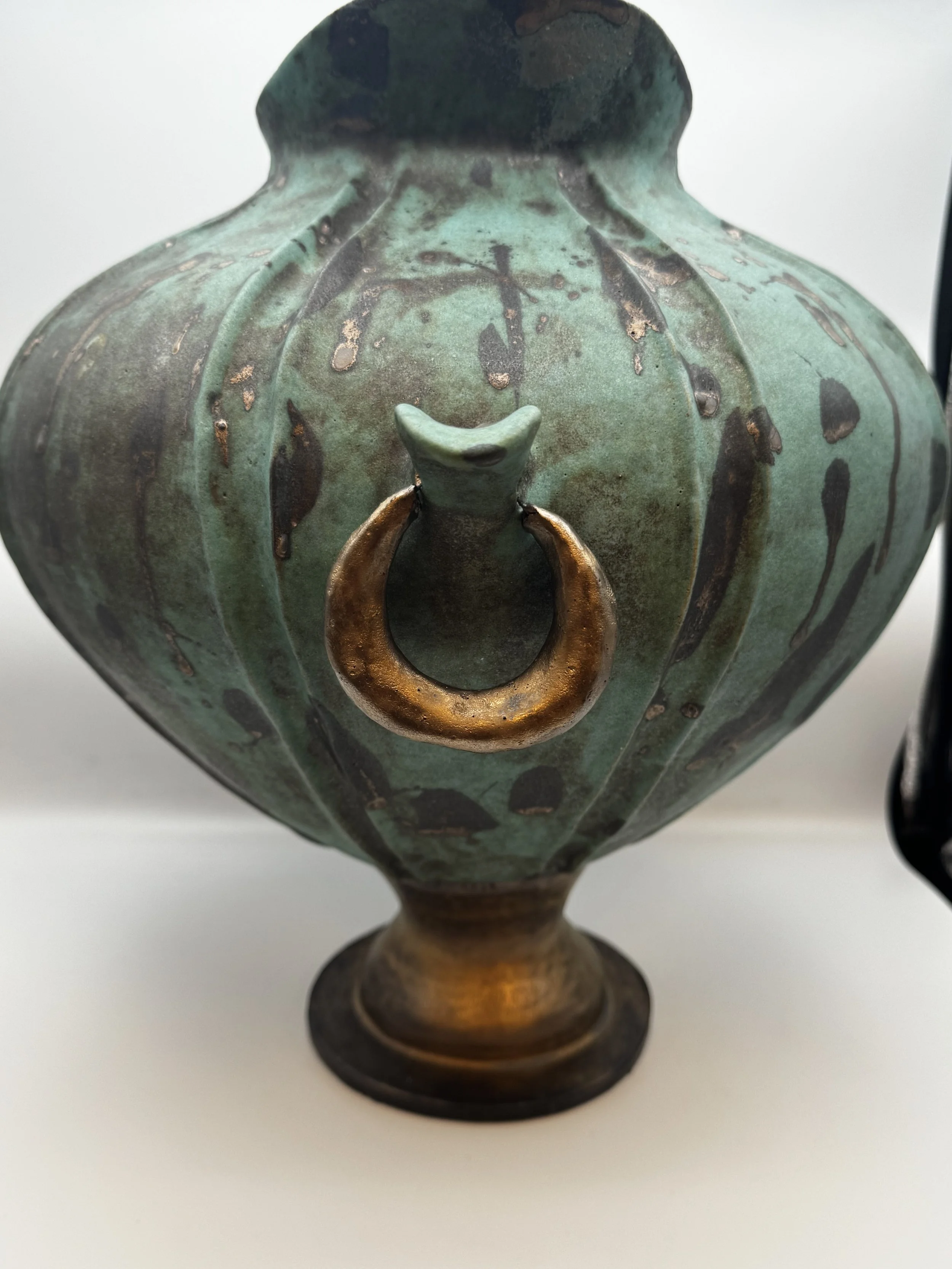 Large Amphora With Pendant Side Rings and Pedestal