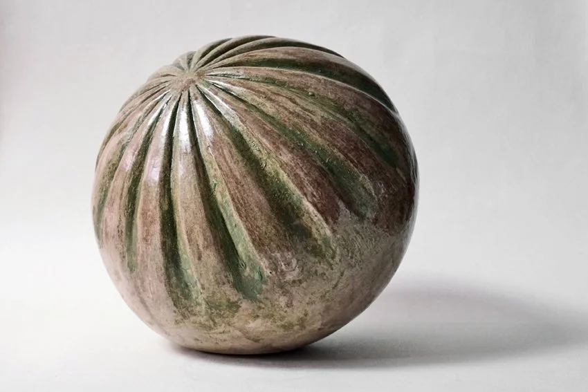 ceramic-sculpture-sphere-nickel-grooves-stoneware-side2.JPG