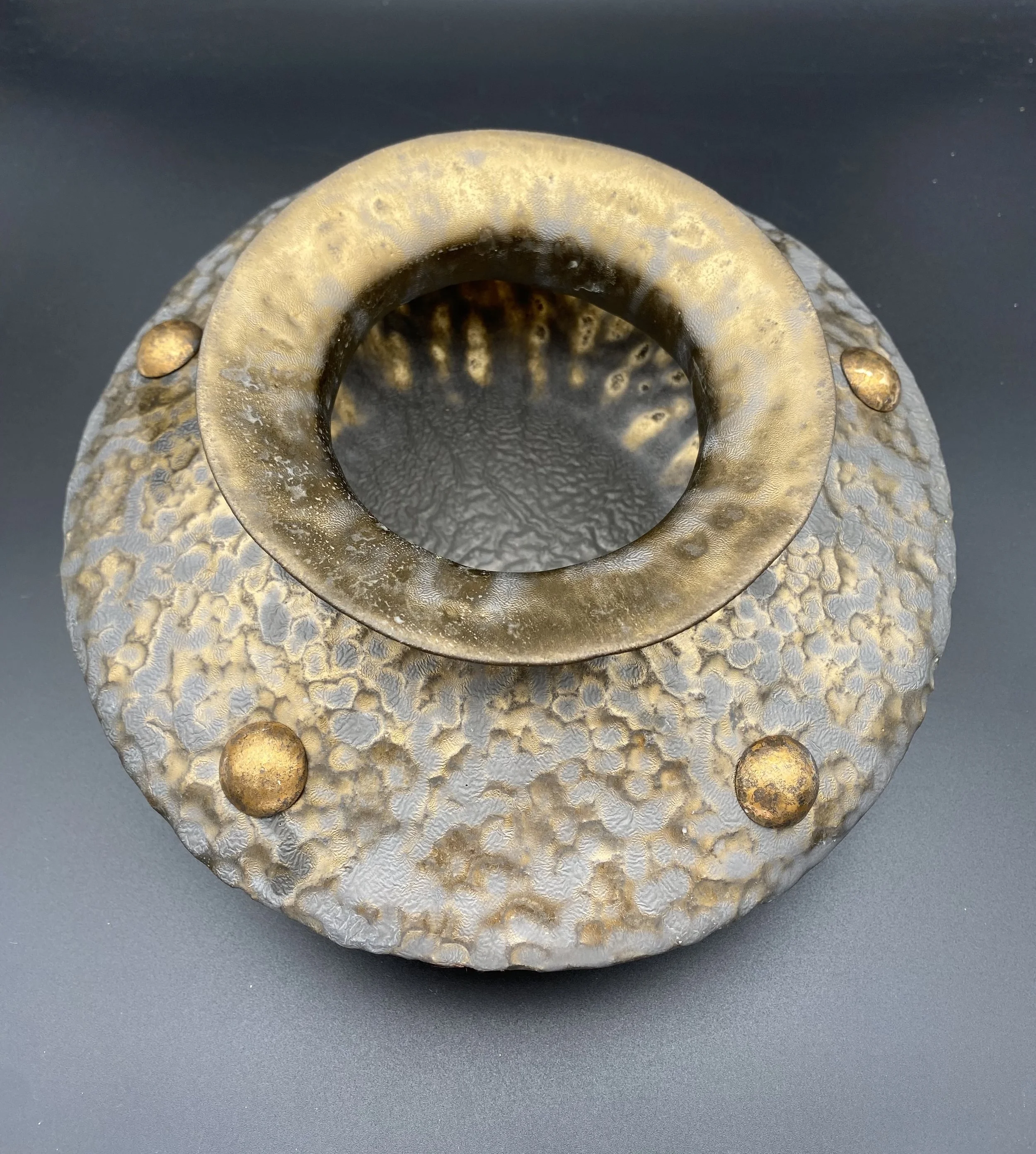 2024 small golden vase with real brass studs-top.jpeg