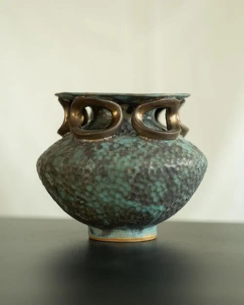 Small Copper Amphora With Decorative Elements