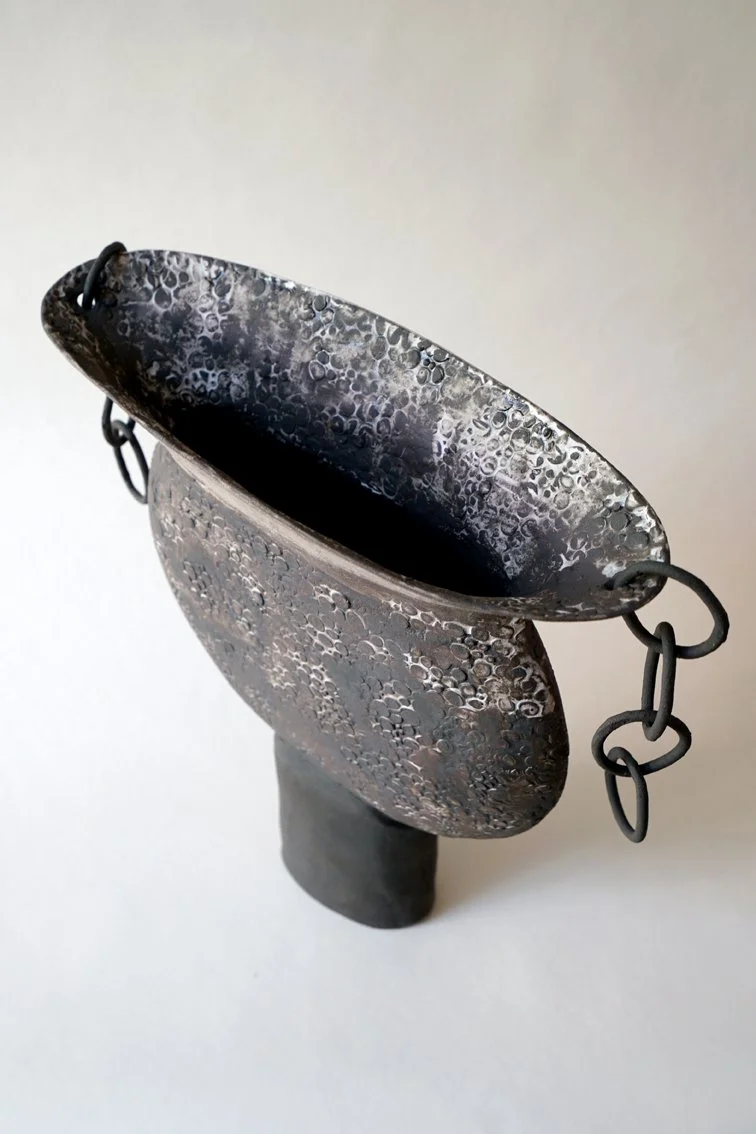 Large "Dry" Vase With Chains