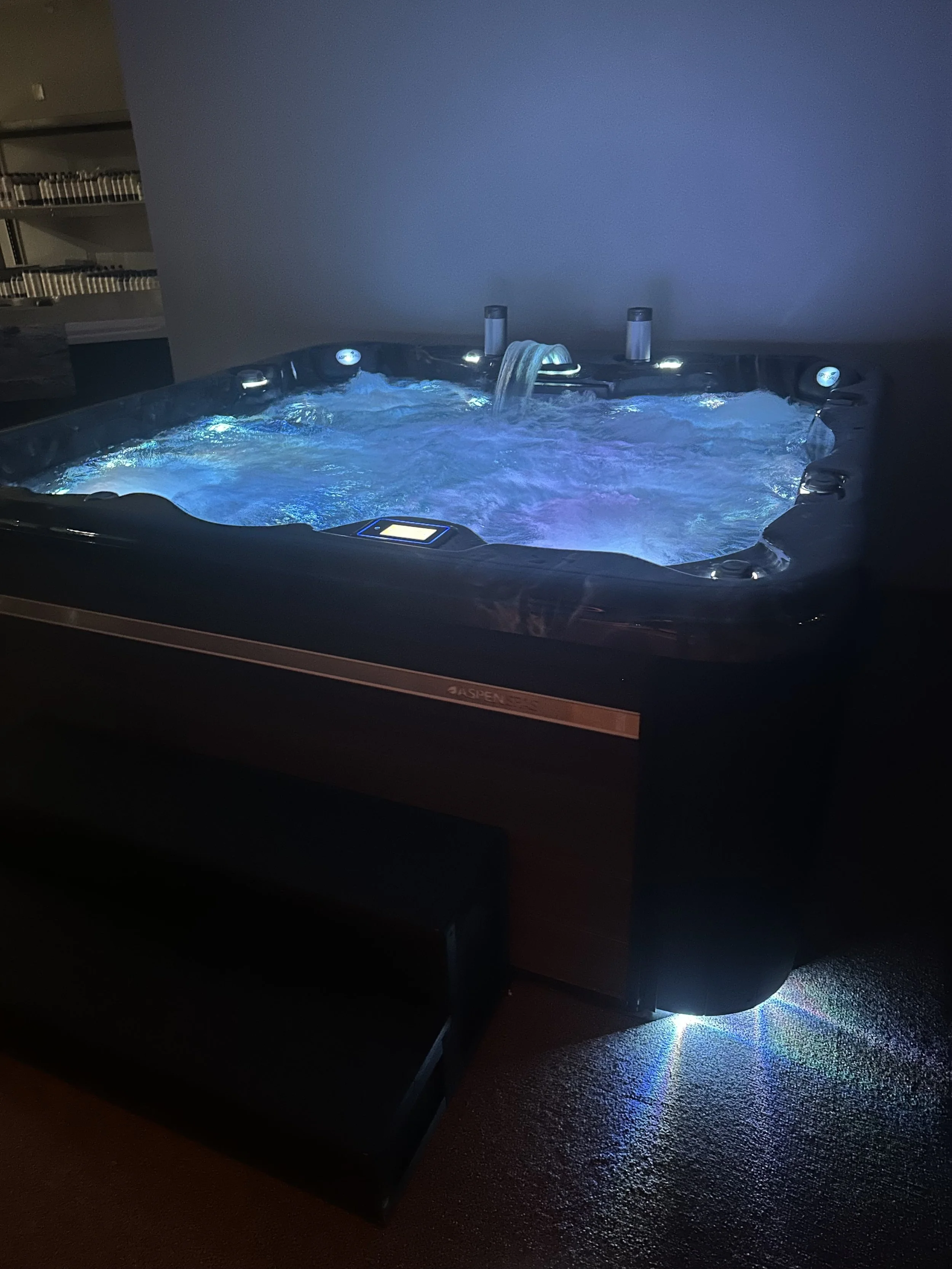 Spa with lights on