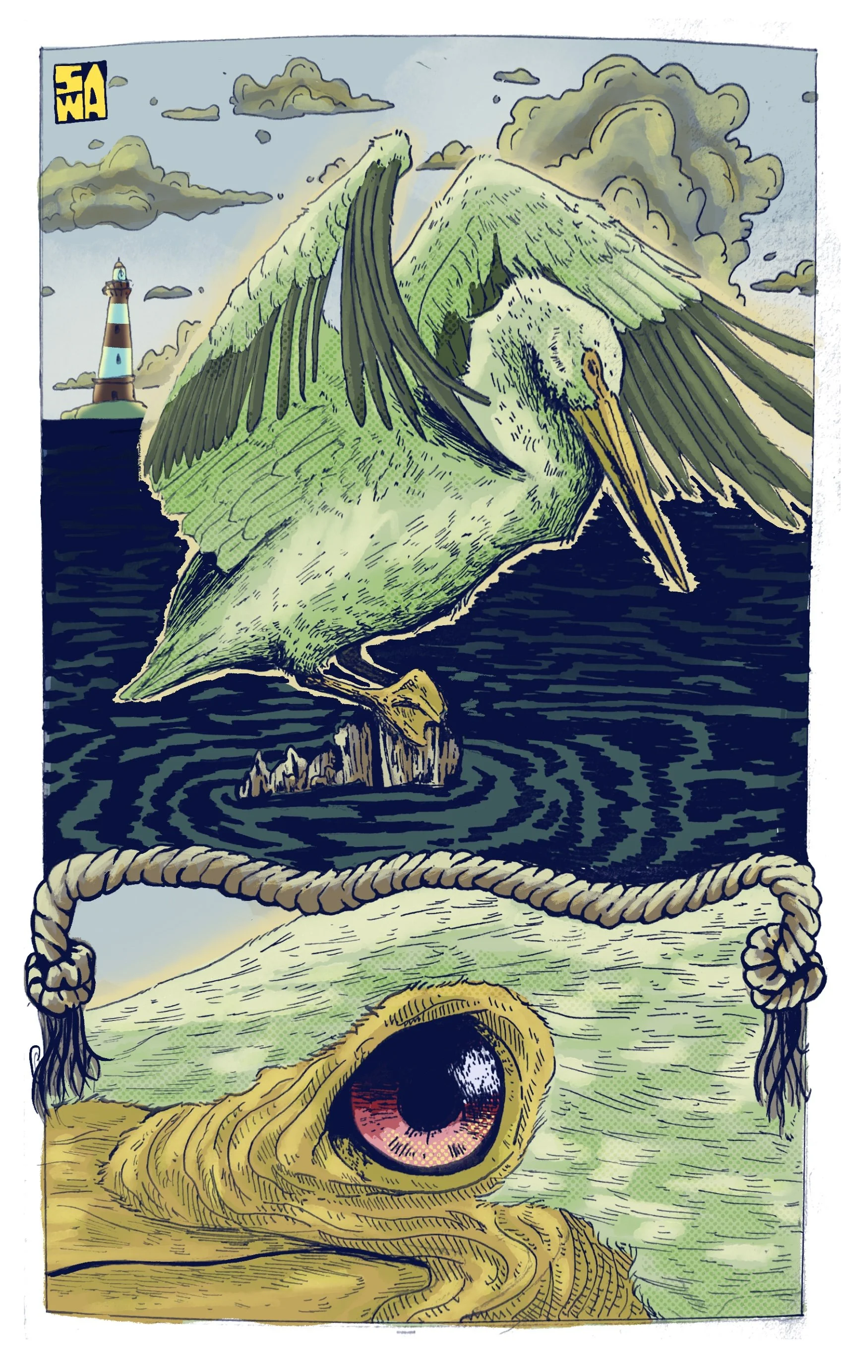 Oh How I Love Pelicans - Illustration
