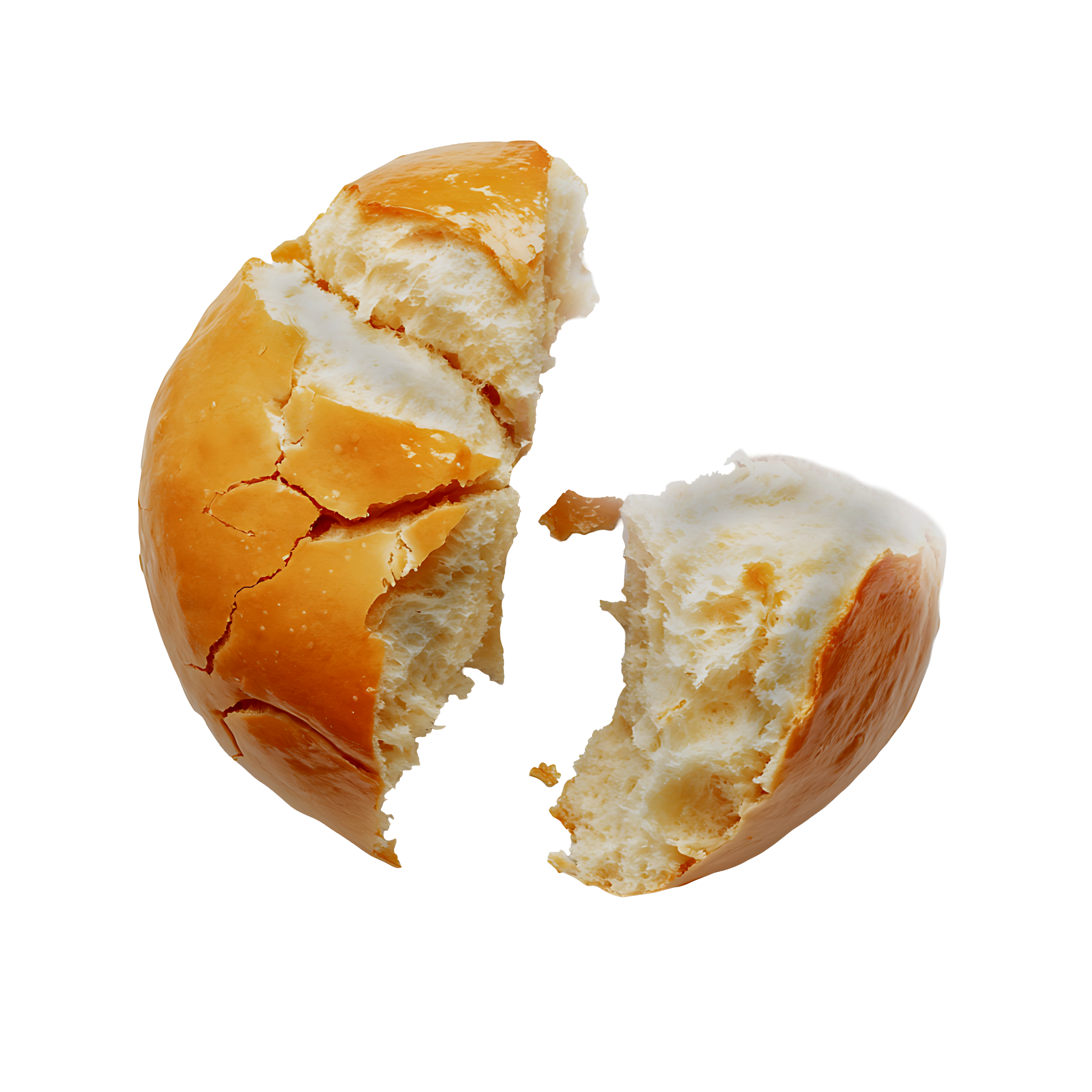 A partially eaten piece of caramel-flavored candy with a creamy center and smooth caramel coating.