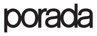 The word 'porada' written in black lowercase letters on a white background.