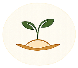 A graphic of a small plant with two leaves growing from a mound of soil.
