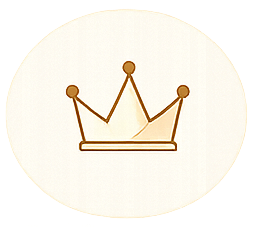 A simple drawing of a gold crown with three points and circular tips on a white background.
