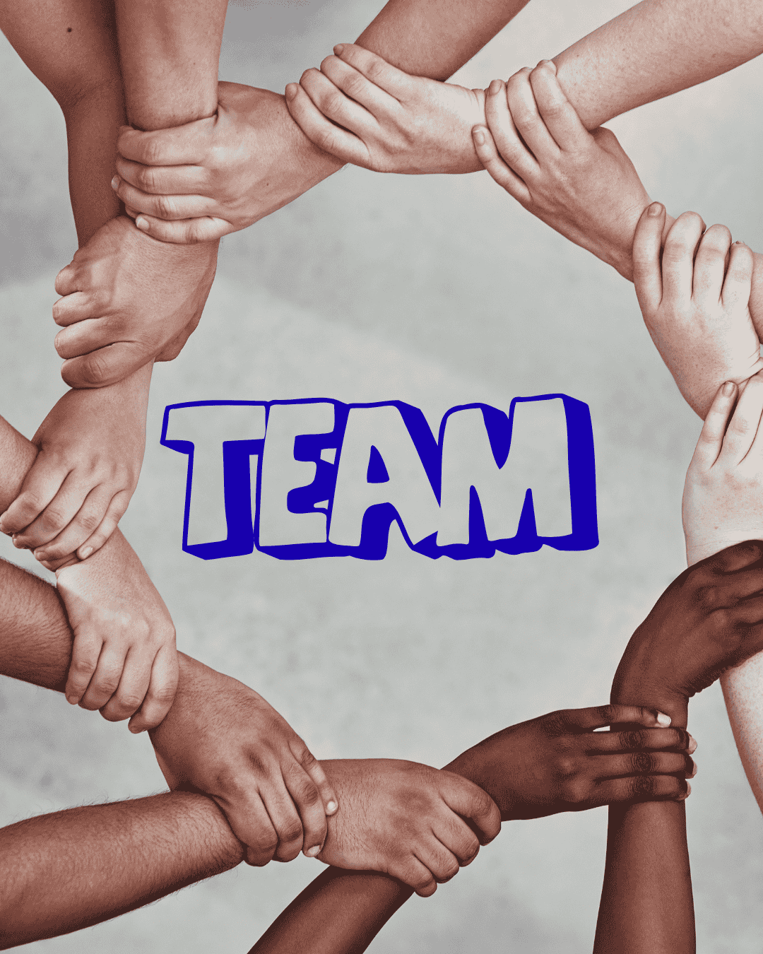 hands interlinked and the words team in the centre