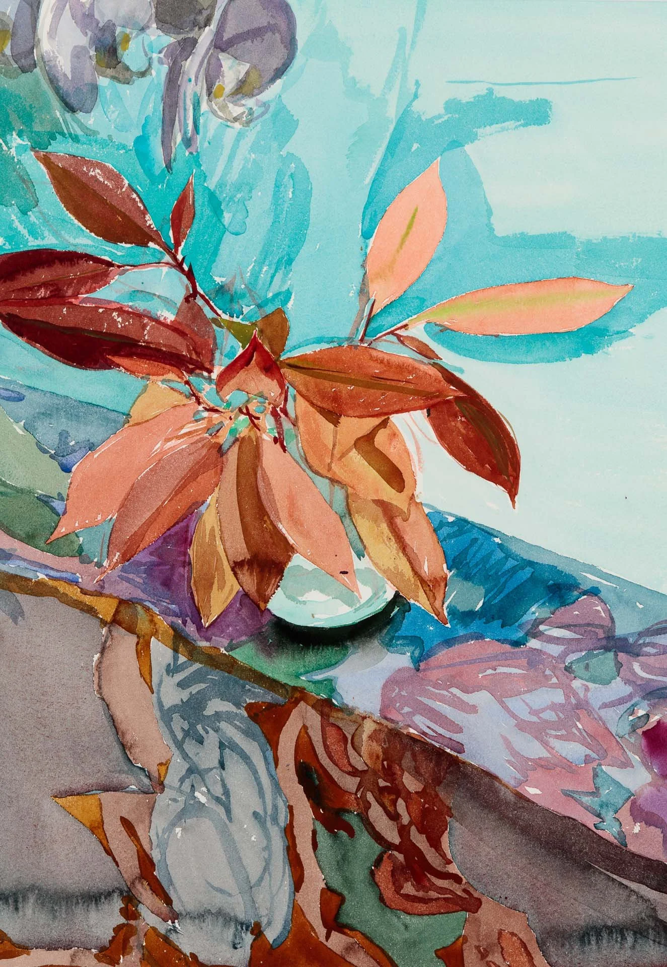 Red Robin Leaves, 2020, watercolour on paper, 41 x 31cm