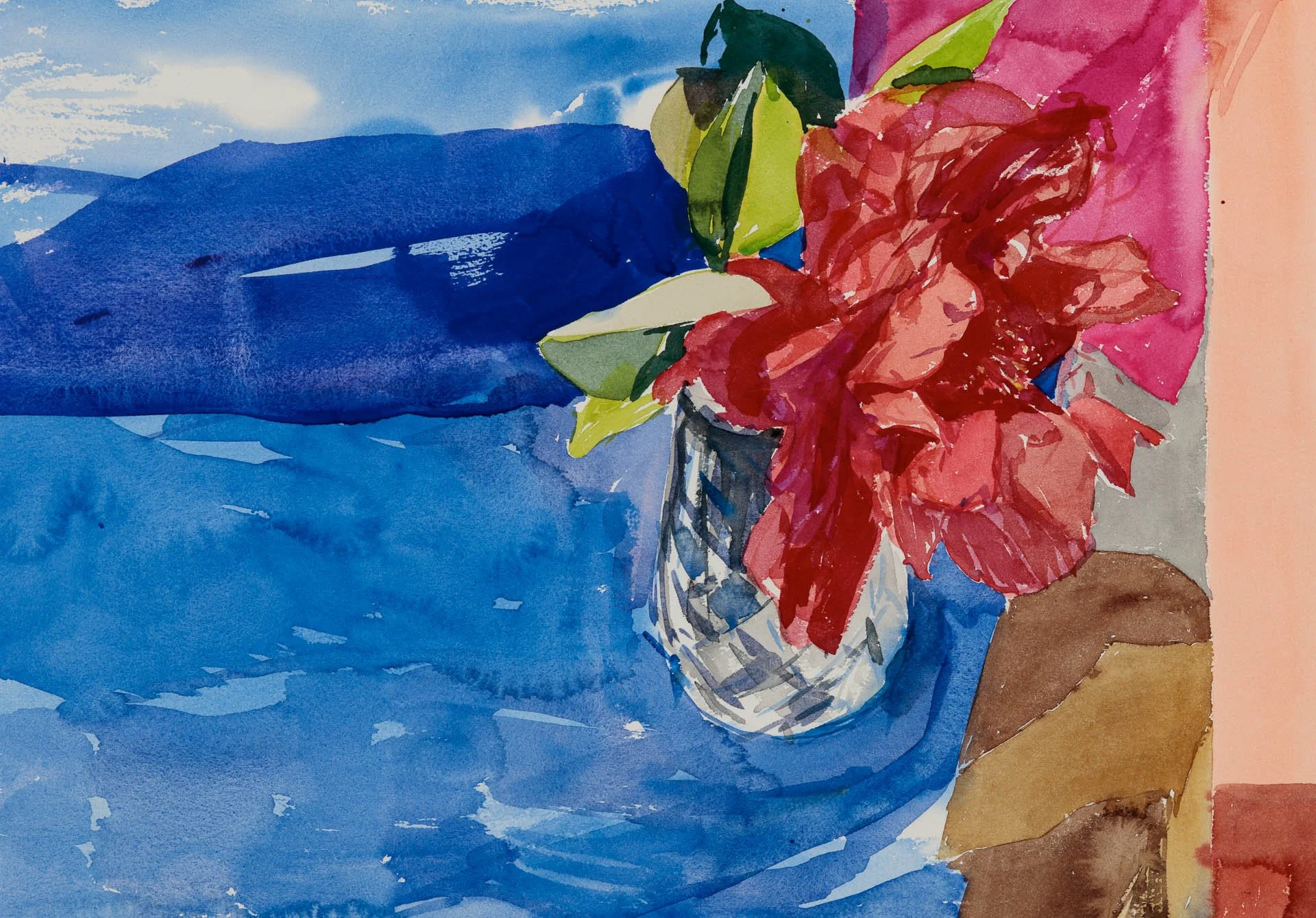 Rose and Blue, 2020, watercolour on paper, 31 x 41cm