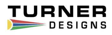 Turner Designs logo with a multicolored light beam graphic.