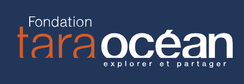 Logo for Fondation Tara Ocean with text 'Tara Océan, explorer et partager' on a dark blue background.