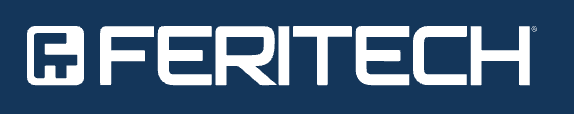 FERITECH logo with a plus sign before the text on a dark background.