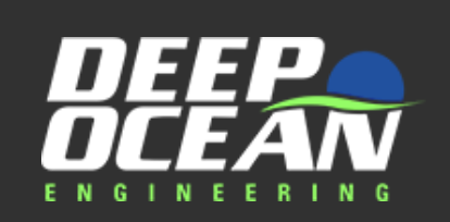 Deep Ocean Engineering logo with a stylized blue wave and green accent on black background.