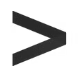 Black 'greater than' symbol on a white background