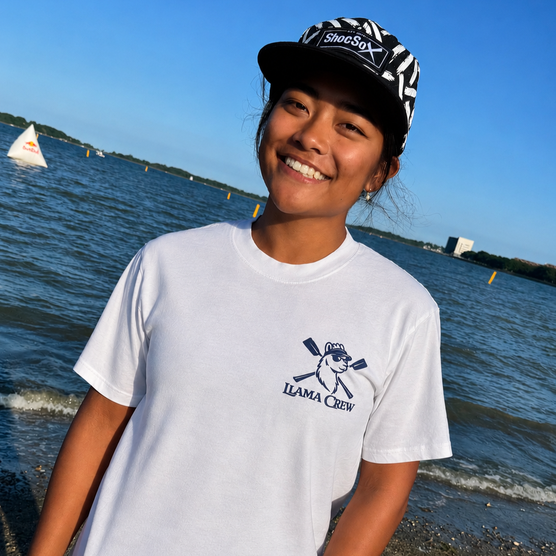 model in the crew tee