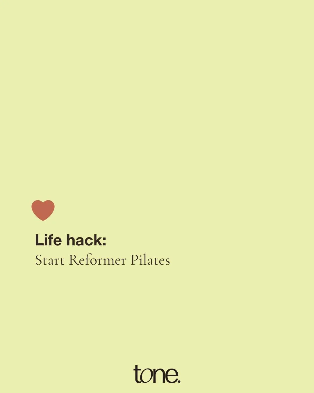 Life hack: Start Reformer Pilates. 🤍

Reformer pilates funguje nejl&iacute;p v pravidelnosti. A od 4. 5. m&aacute;&scaron; kde zač&iacute;t.

Rezervuj svoji prvn&iacute; lekci &rarr; odkaz v BIO

Tone. Your Body. Your Life. 

🇬🇧 
Life hack: Start 