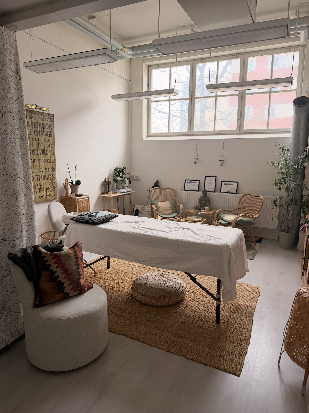 Behandlingsrummet på Utopia Yogastudio där Kajsa Isaksson gör reiki